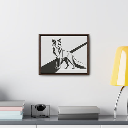 Geometric Fox in Black and White - Gallery Canvas Wraps, Horizontal Frame