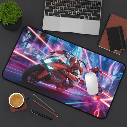 Neon Chase: Cyberbike Pursuit - Desk Mat