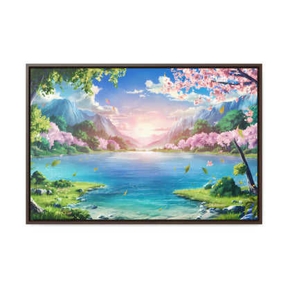 Serene Sunrise Over Blossoming Lake - Gallery Canvas Wraps, Horizontal Frame