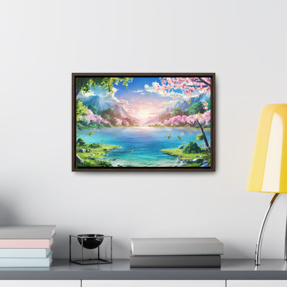 Serene Sunrise Over Blossoming Lake - Gallery Canvas Wraps, Horizontal Frame