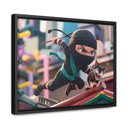 "Ninja and the Fearless Pup" - Gallery Canvas Wraps, Horizontal Frame