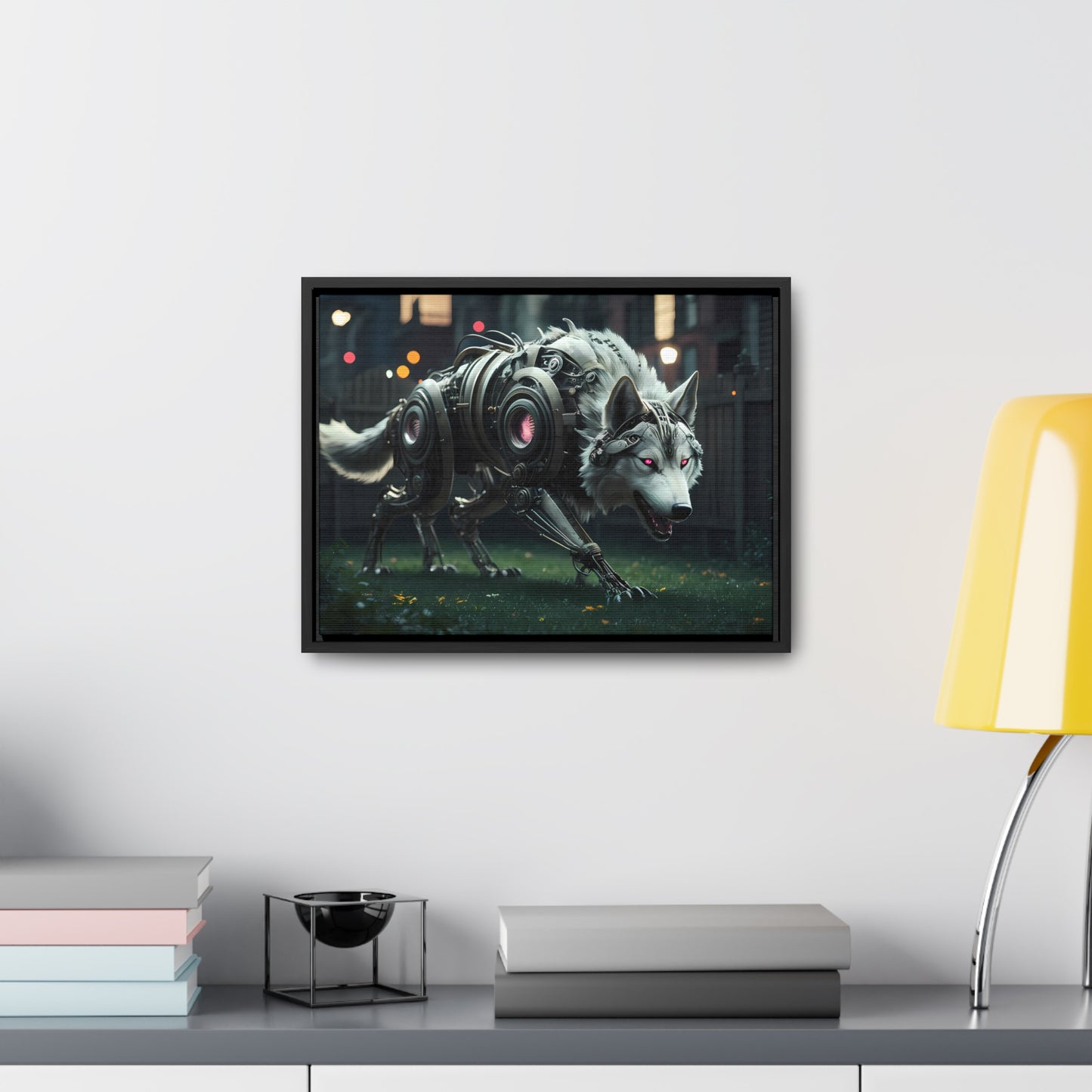 Cyber Wolf Sentinel - Gallery Canvas Wraps, Horizontal Frame