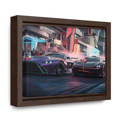 Neon Drift Showdown - Gallery Canvas Wraps, Horizontal Frame