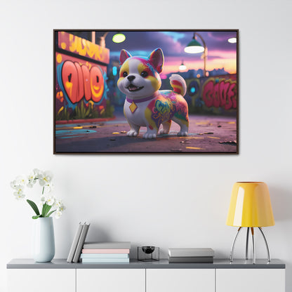 "Graffiti Pup in Neon Alley" - Gallery Canvas Wraps, Horizontal Frame