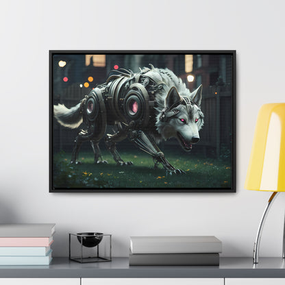 Cyber Wolf Sentinel - Gallery Canvas Wraps, Horizontal Frame