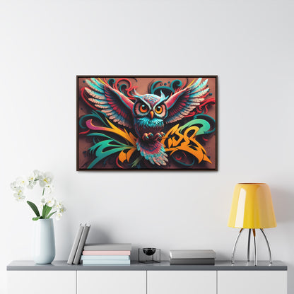 Vibrant Owl Symphony - Gallery Canvas Wraps, Horizontal Frame