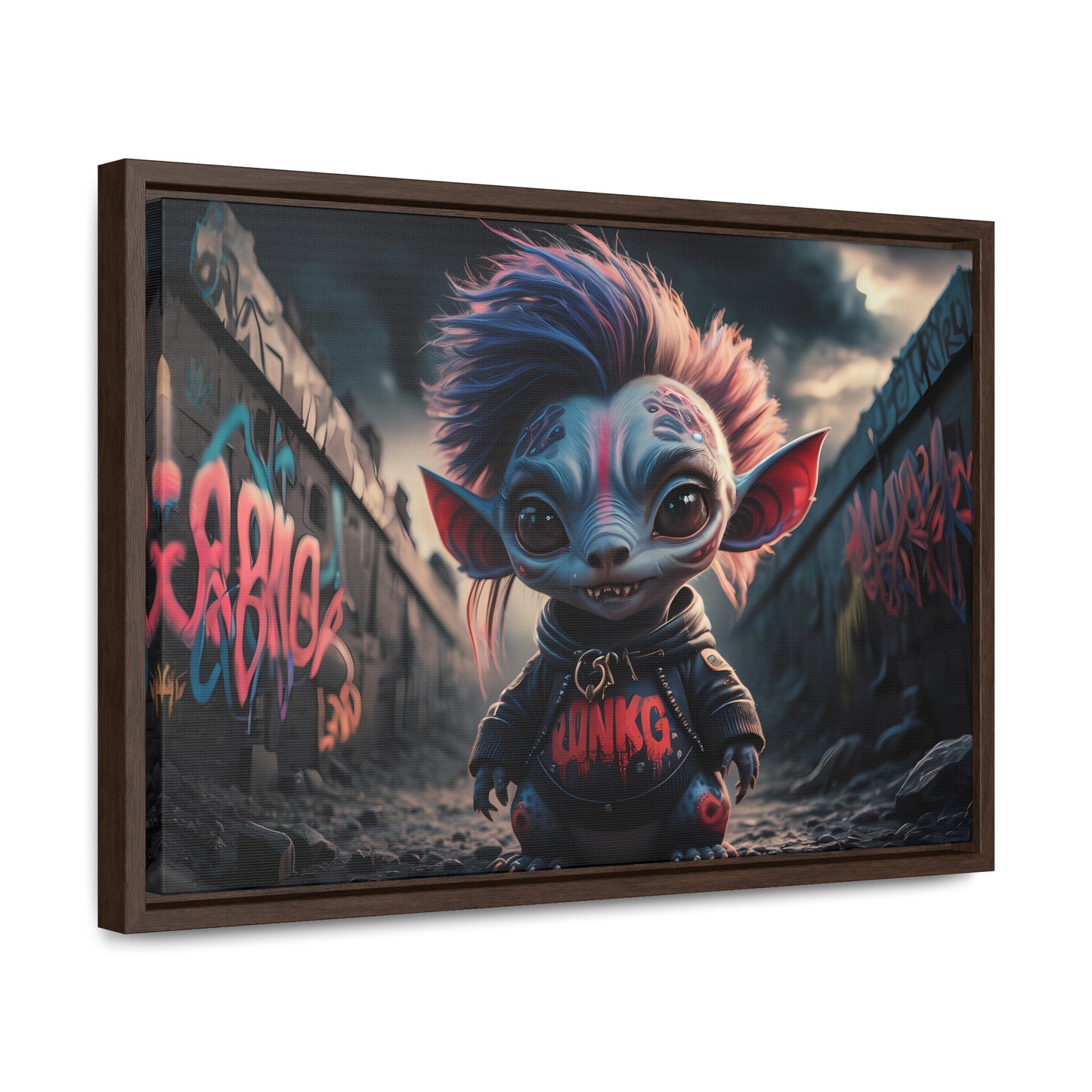 Rebel Gremlin in the Neon Alley - Gallery Canvas Wraps, Horizontal Frame