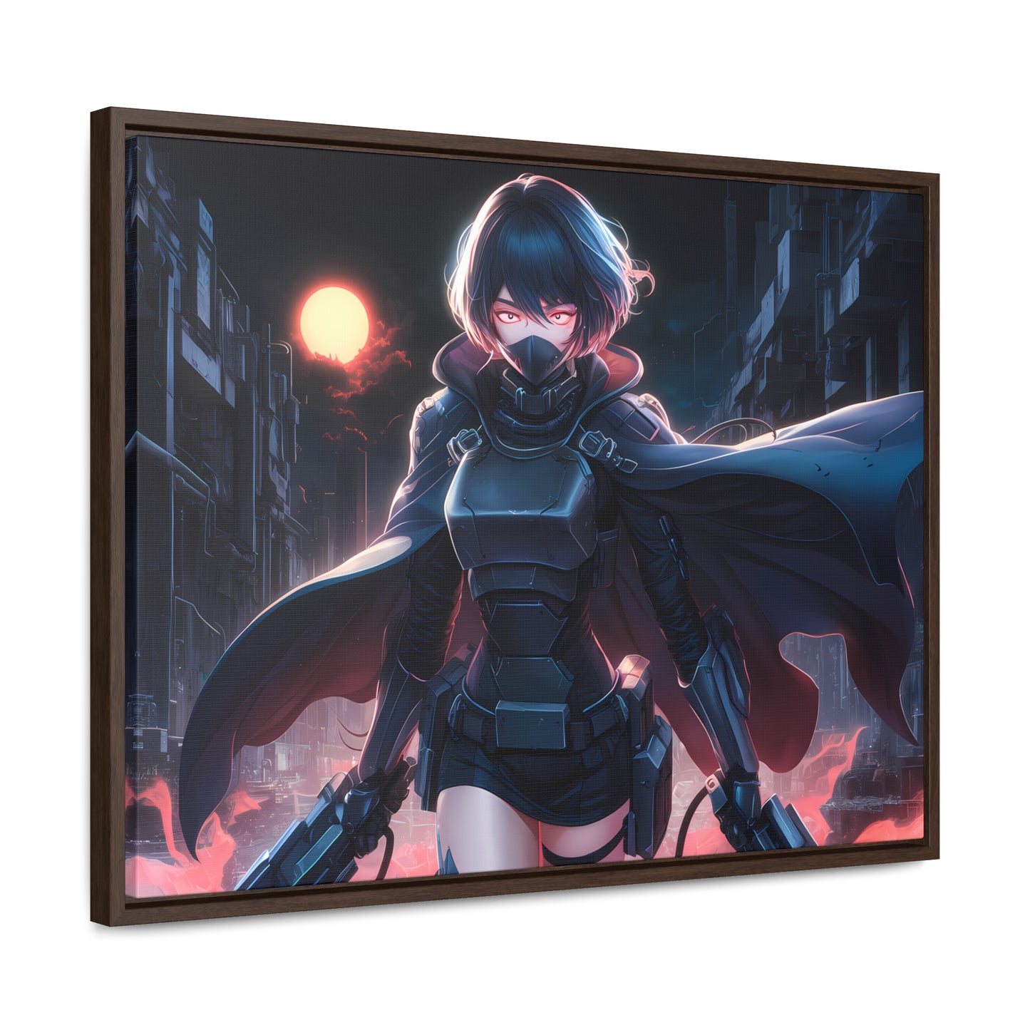 "Nightblade: The Cyberpunk Vigilante" - Gallery Canvas Wraps, Horizontal Frame