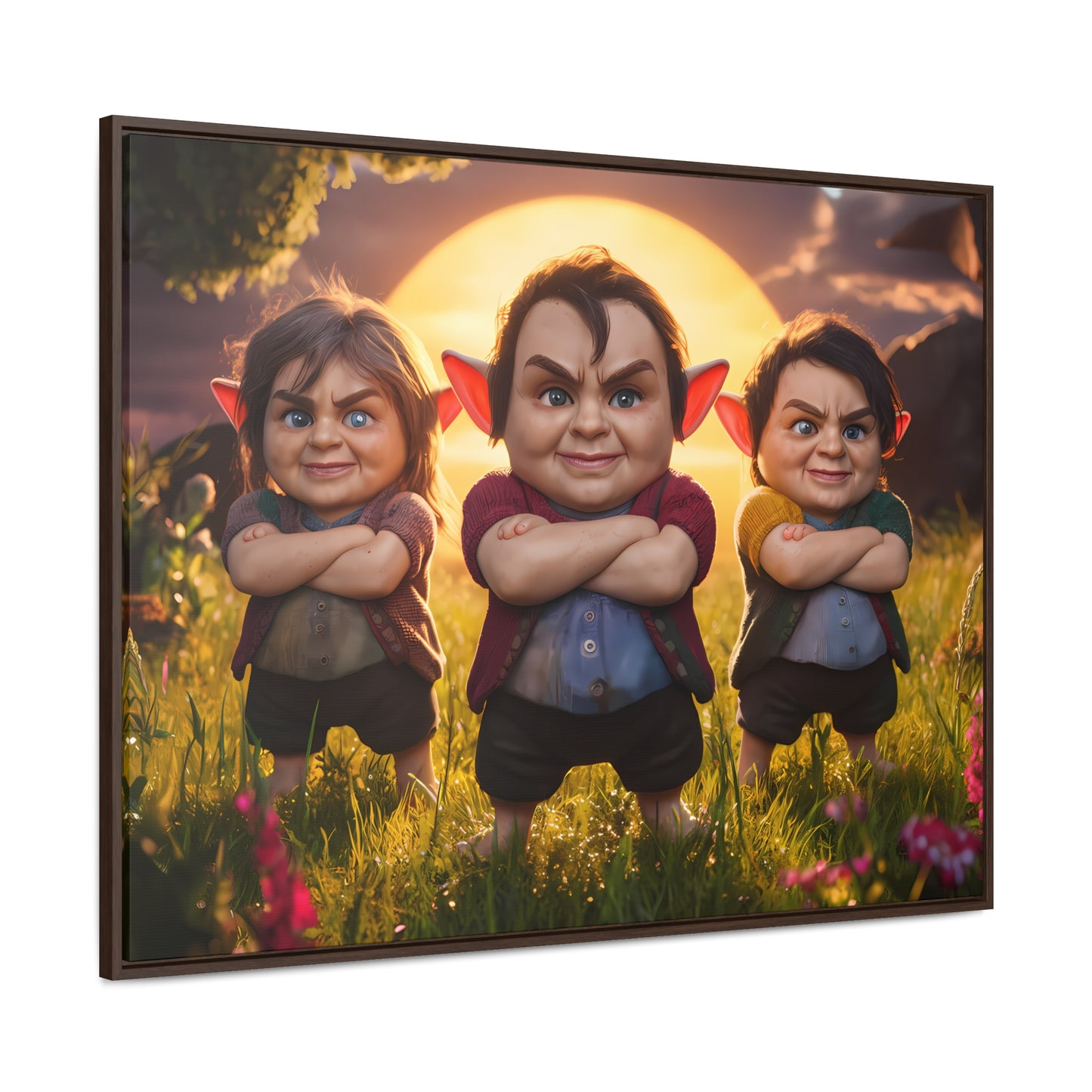 The Mischievous Trio at Sunset - Gallery Canvas Wraps, Horizontal Frame