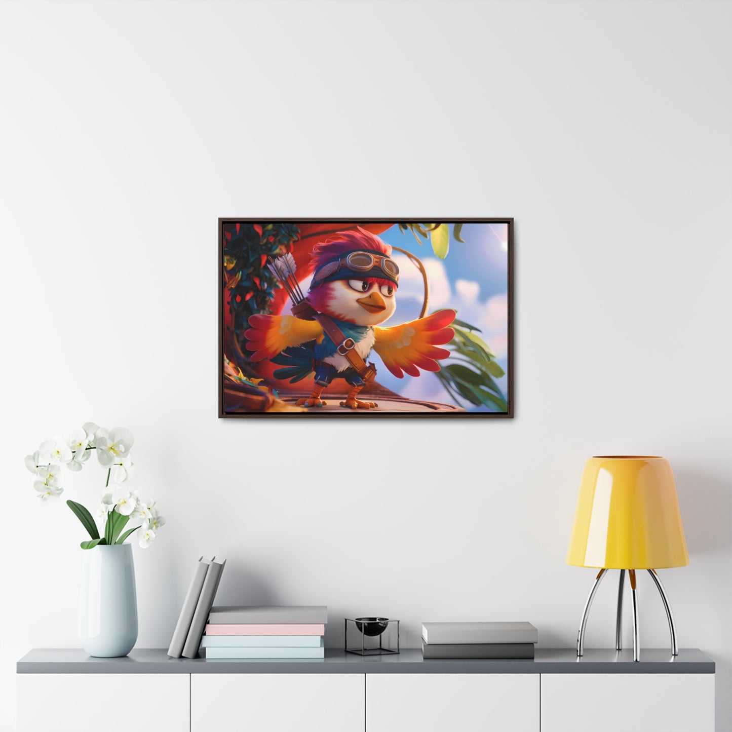 "Feathered Adventurer: The Brave Bird Archer" - Gallery Canvas Wraps, Horizontal Frame