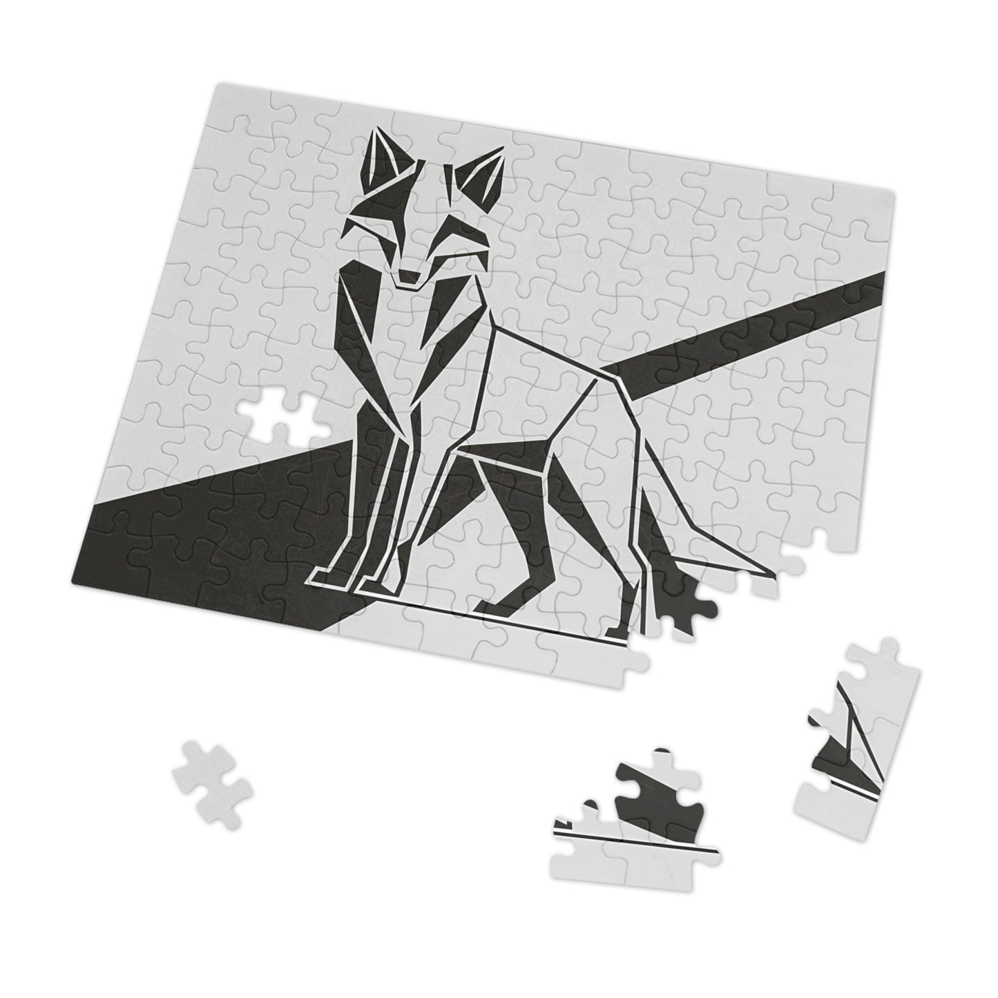 Geometric Fox in Monochrome - Jigsaw Puzzle (30, 110, 252, 500,1000-Piece)