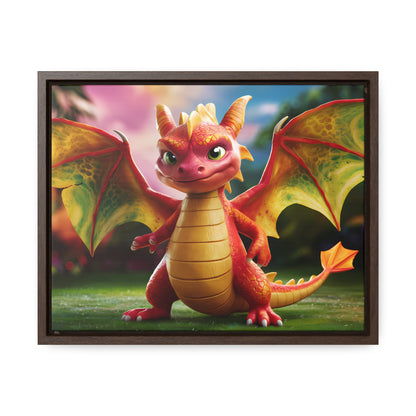 "Playful Baby Dragon in a Magical Forest" - Gallery Canvas Wraps, Horizontal Frame