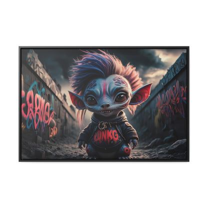 Rebel Gremlin in the Neon Alley - Gallery Canvas Wraps, Horizontal Frame