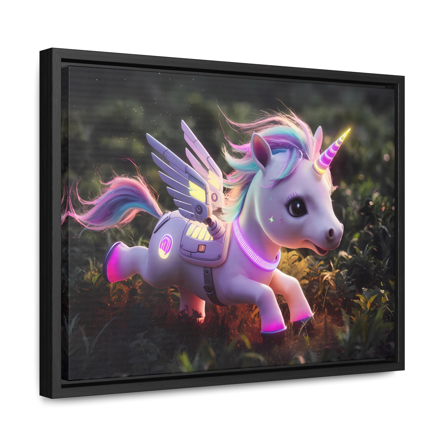 "Cybernetic Unicorn's Twilight Adventure" - Gallery Canvas Wraps, Horizontal Frame