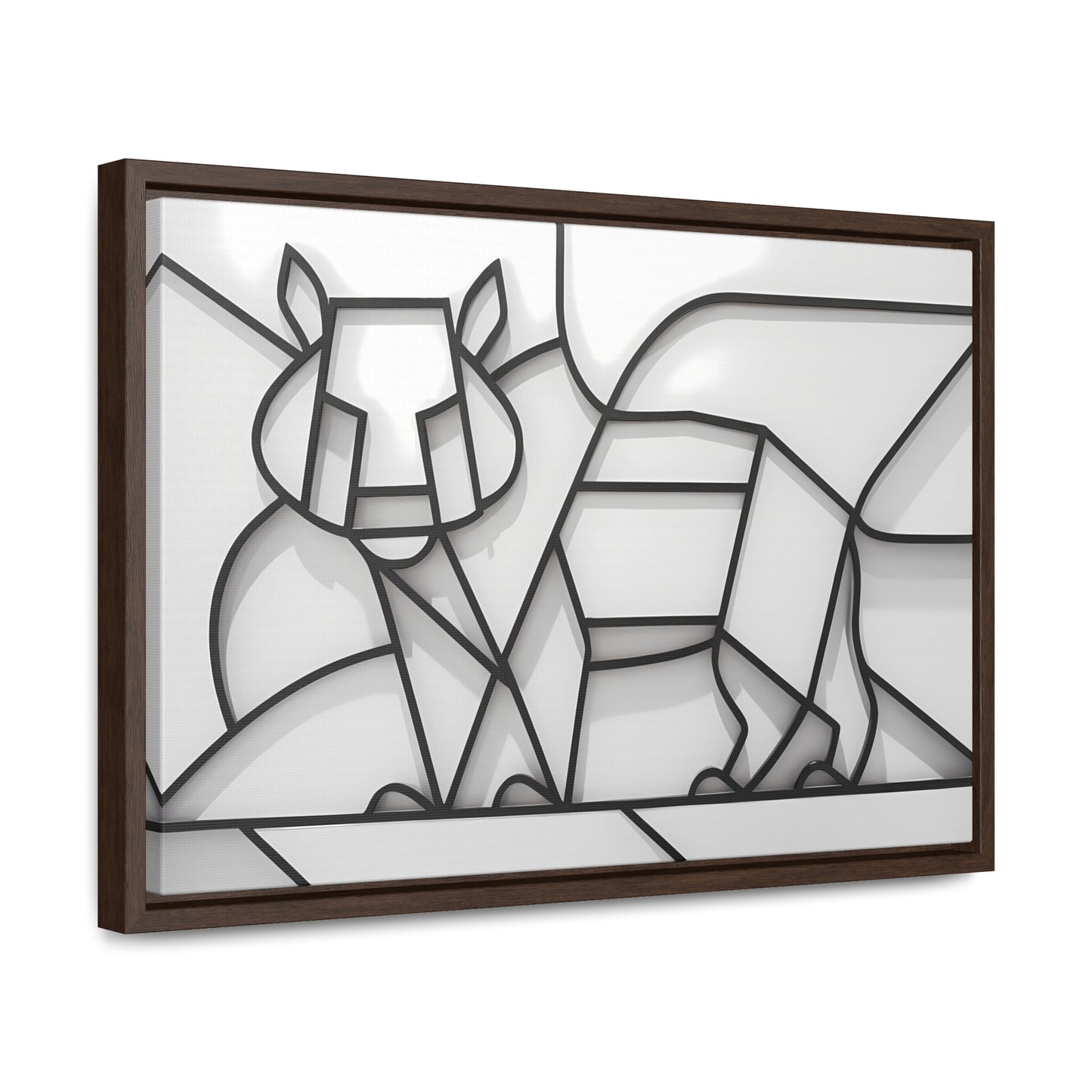 Geometric Rhino in Monochrome - Gallery Canvas Wraps, Horizontal Frame