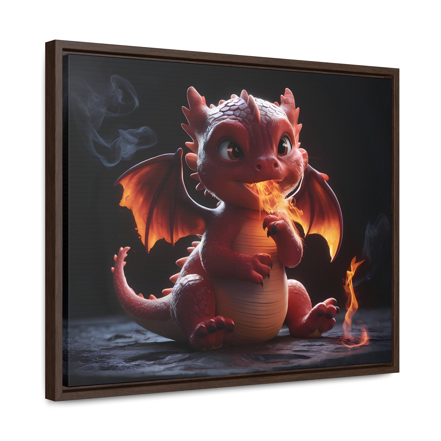 "Baby Dragon's First Flame" - Gallery Canvas Wraps, Horizontal Frame