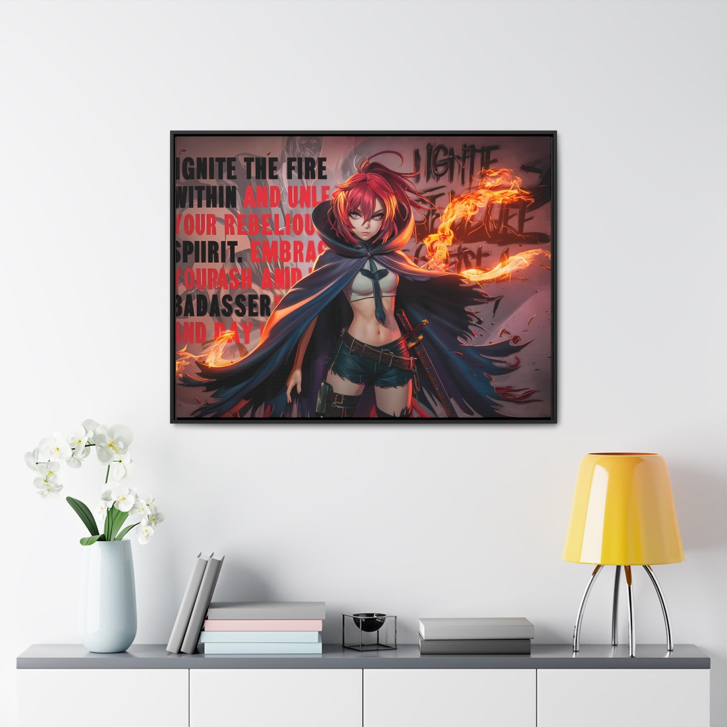 Rebel Flame Warrior - Gallery Canvas Wraps, Horizontal Frame