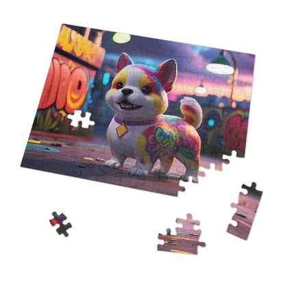 Urban Paws: Graffiti Pup at Dusk - Jigsaw Puzzle (30, 110, 252, 500,1000-Piece)