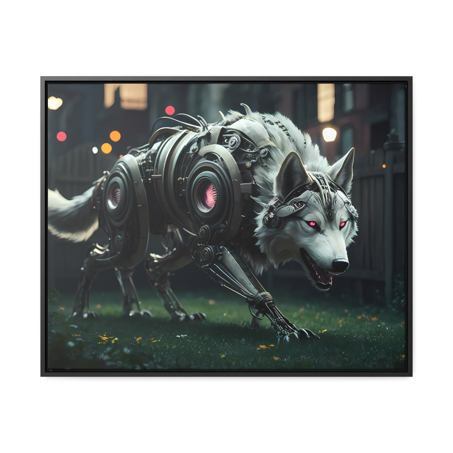 Cyber Wolf Sentinel - Gallery Canvas Wraps, Horizontal Frame