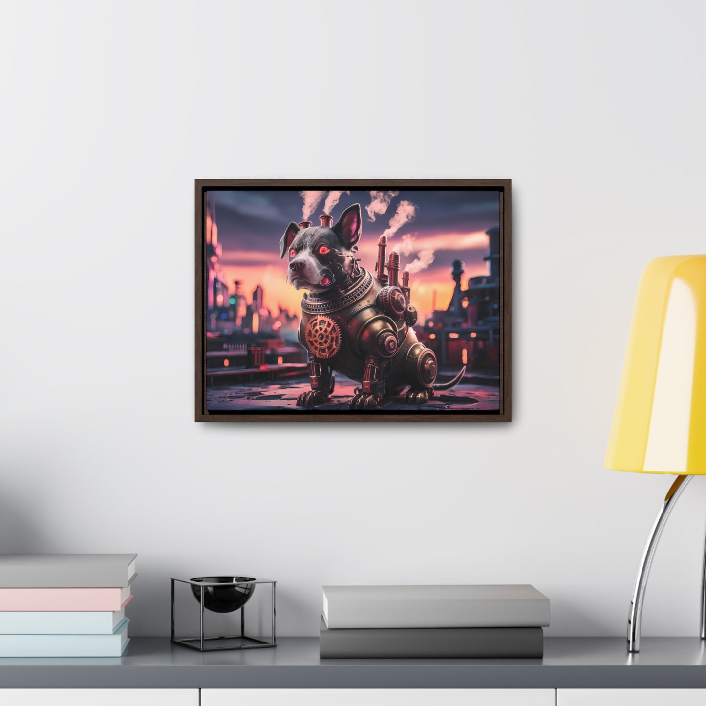 Cyber Canine: Steampunk Sentinel - Gallery Canvas Wraps, Horizontal Frame