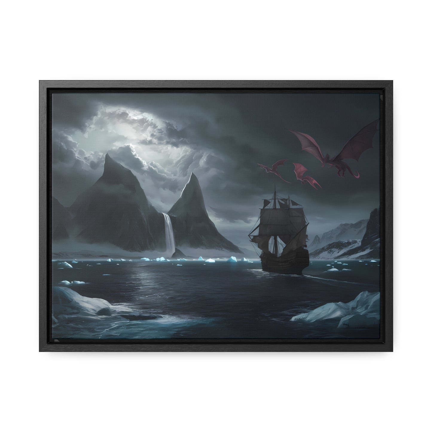 Dragons Over the Frozen Abyss - Gallery Canvas Wraps, Horizontal Frame