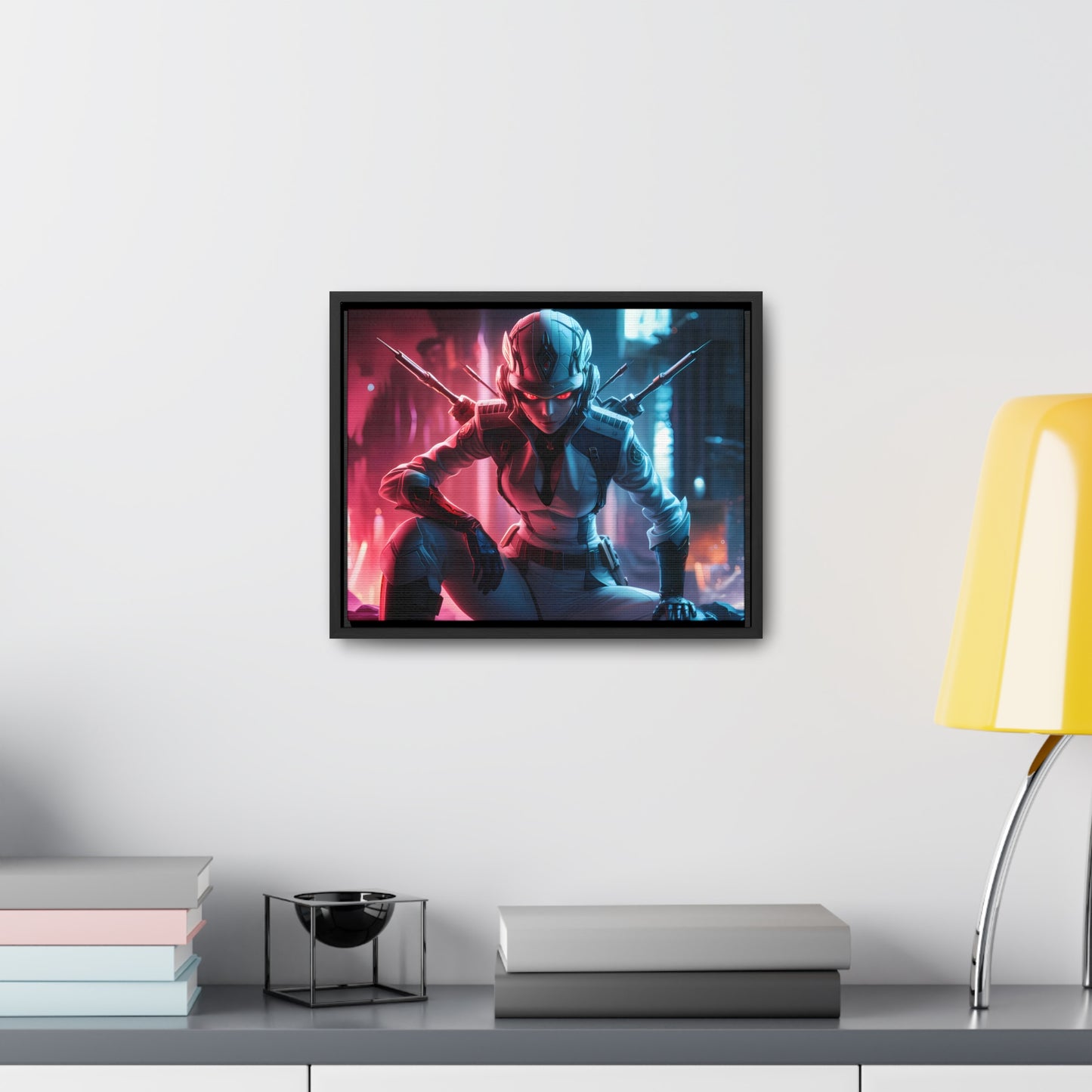 Cybernetic Valkyrie: Neon Enforcer - Gallery Canvas Wraps, Horizontal Frame