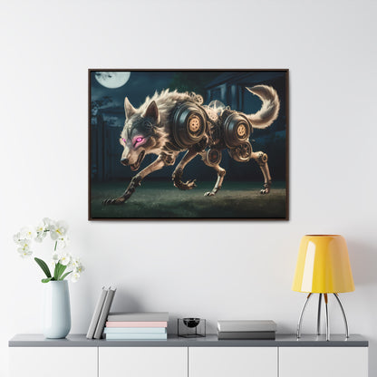 Cyberwolf Under the Moon - Gallery Canvas Wraps, Horizontal Frame