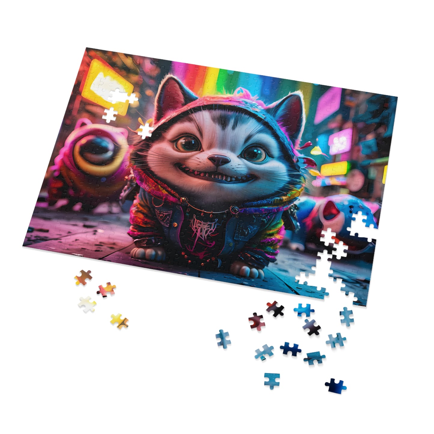 Neon Alley Cat Caper - Jigsaw Puzzle (30, 110, 252, 500,1000-Piece)