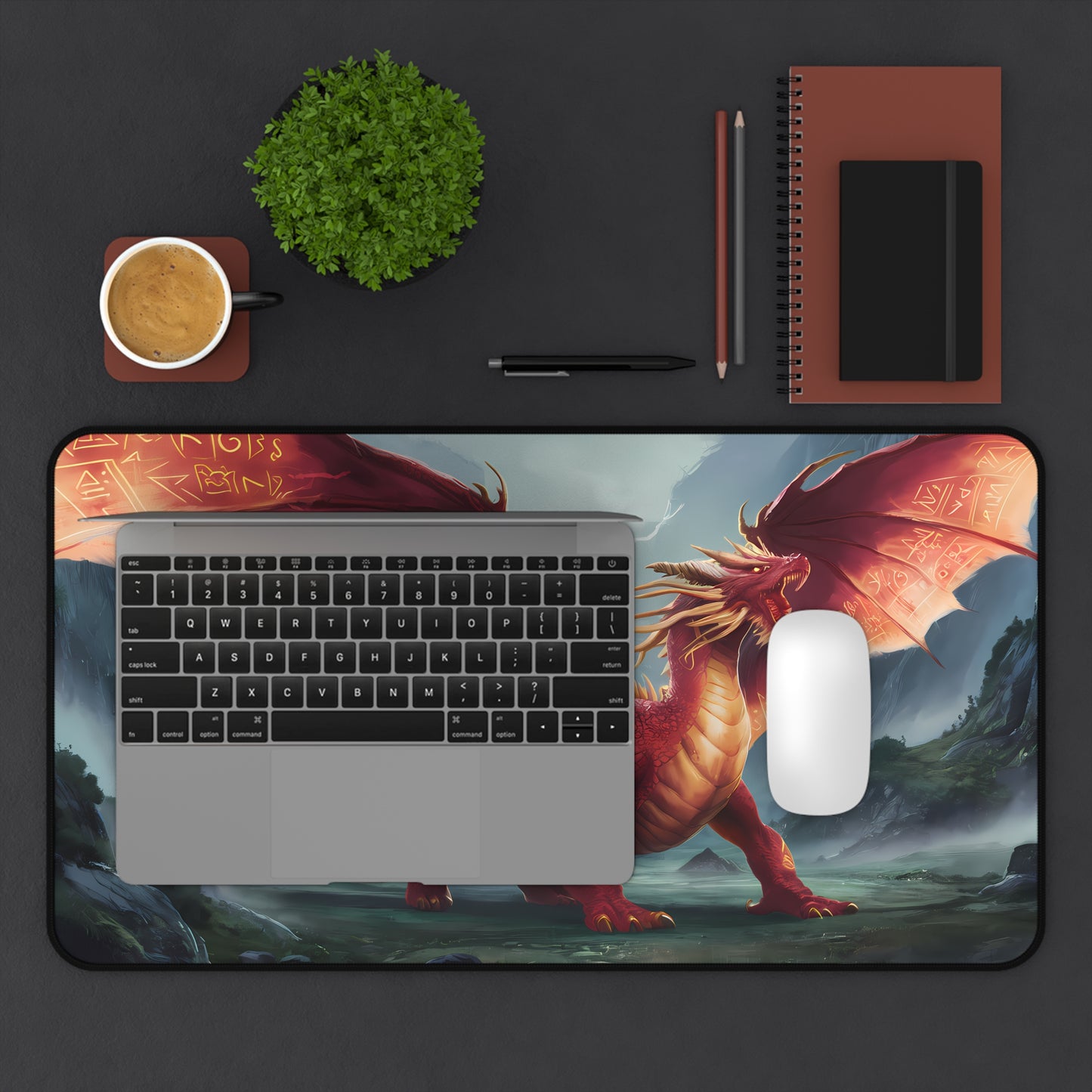 Crimson Guardian of the Ancient Runes - Desk Mat