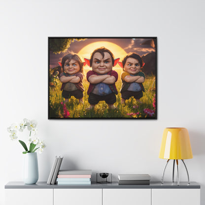 The Mischievous Trio at Sunset - Gallery Canvas Wraps, Horizontal Frame