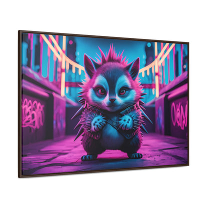 Punk Hedgehog in Neon City - Gallery Canvas Wraps, Horizontal Frame