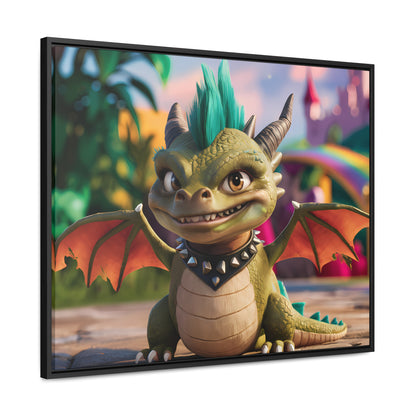 "Spike the Mischievous Baby Dragon" - Gallery Canvas Wraps, Horizontal Frame