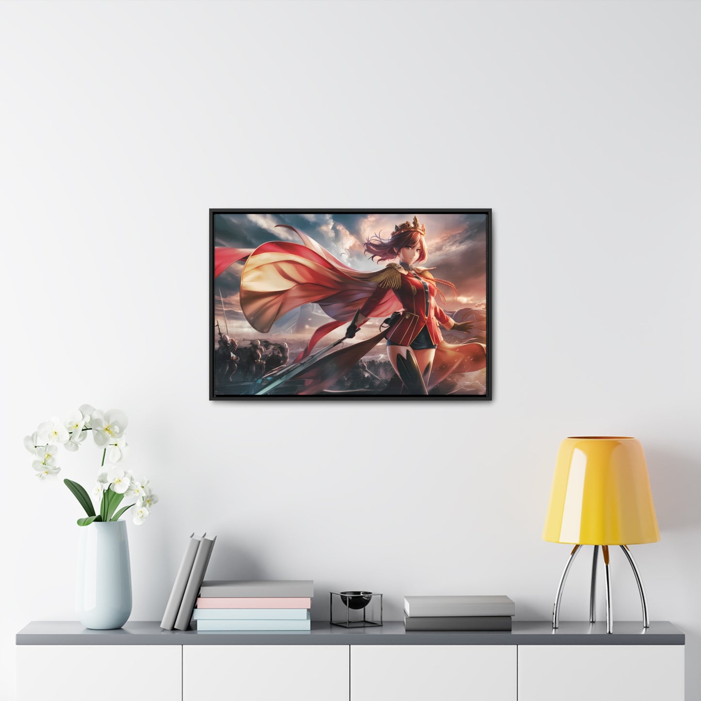 "Crimson Empress: Battle's Edge" - Gallery Canvas Wraps, Horizontal Frame