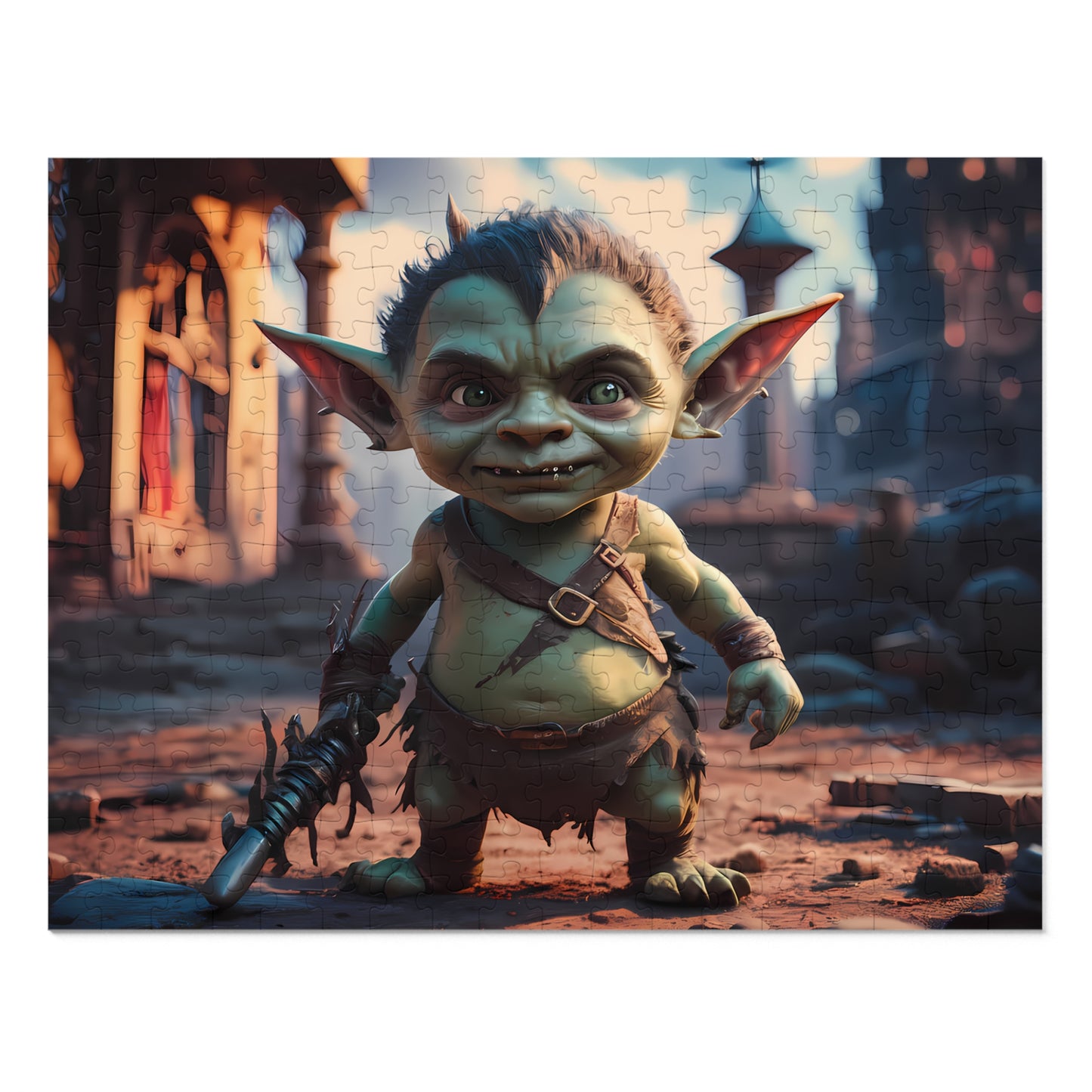 Goblin Warrior in an Enchanted Village - Jigsaw Puzzle (30, 110, 252, 500,1000-Piece)