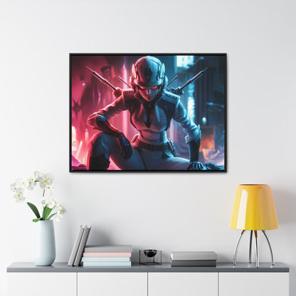 Cybernetic Valkyrie: Neon Enforcer - Gallery Canvas Wraps, Horizontal Frame