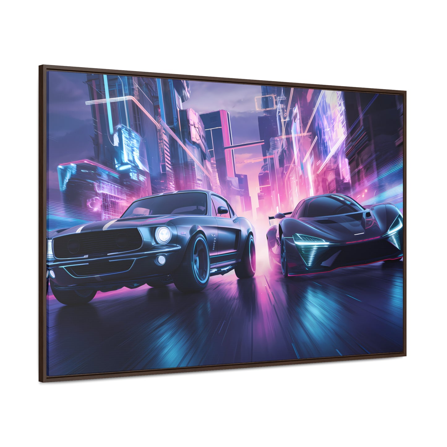 Neon Speed Duel - Gallery Canvas Wraps, Horizontal Frame