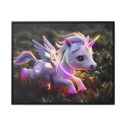 "Cybernetic Unicorn's Twilight Adventure" - Gallery Canvas Wraps, Horizontal Frame