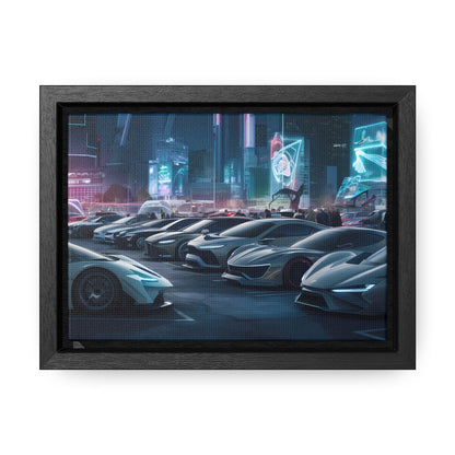 "Midnight Car Meet in Neon City" - Gallery Canvas Wraps, Horizontal Frame