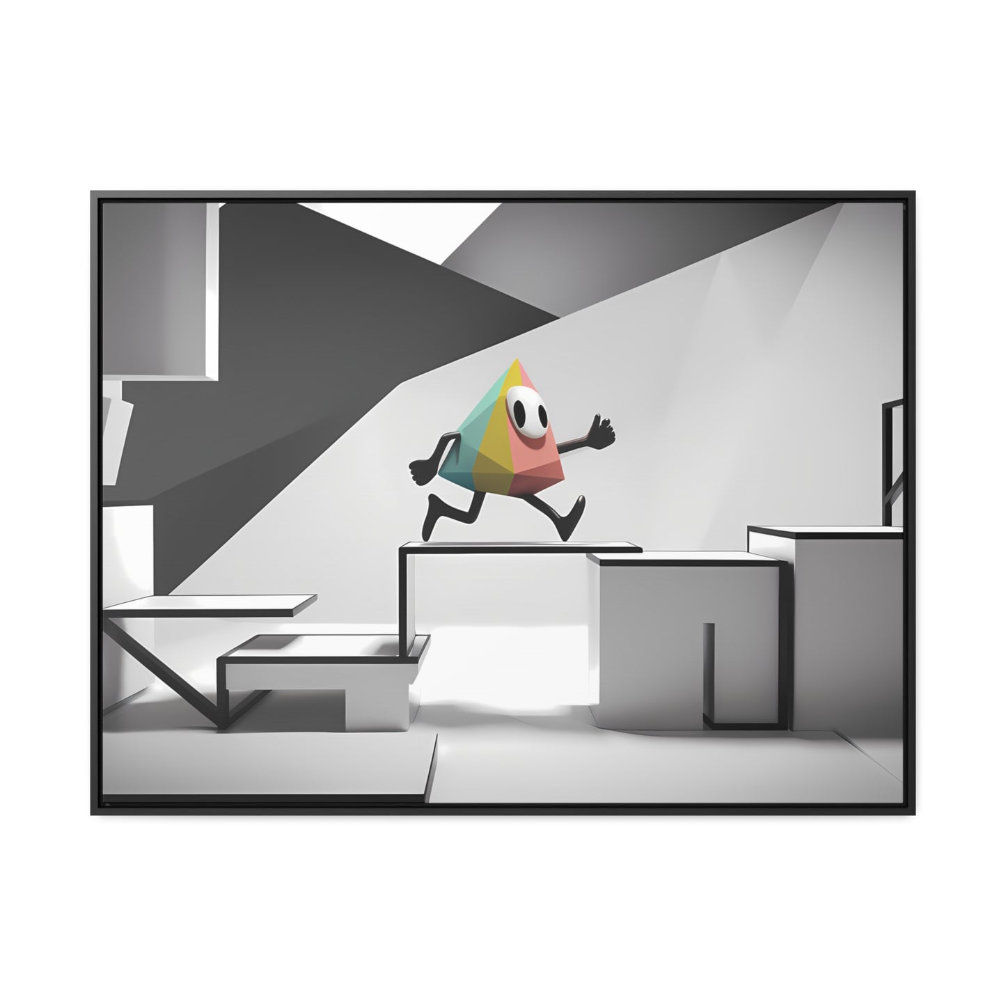 Geometric Adventure in Monochrome World - Gallery Canvas Wraps, Horizontal Frame