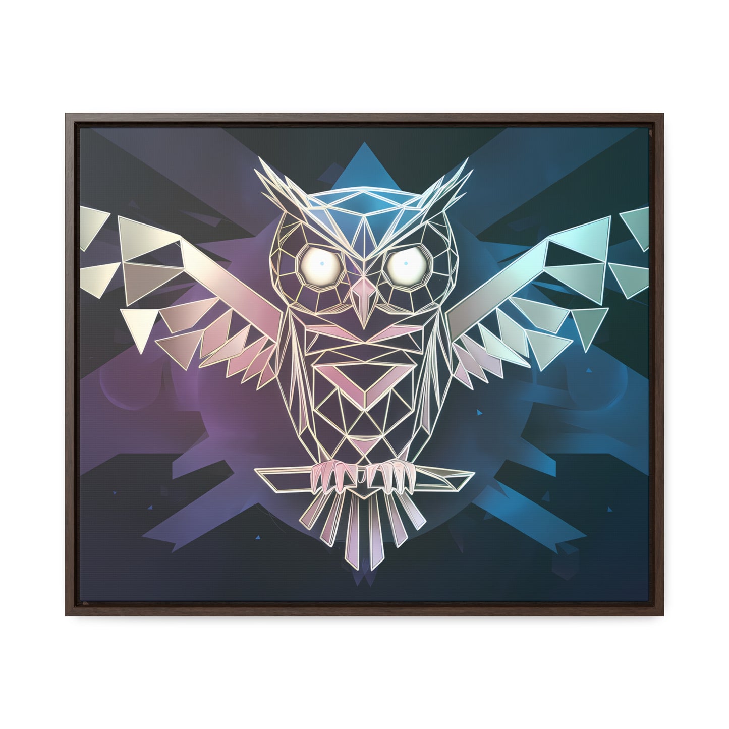 "Geometric Owl of Wisdom" - Gallery Canvas Wraps, Horizontal Frame