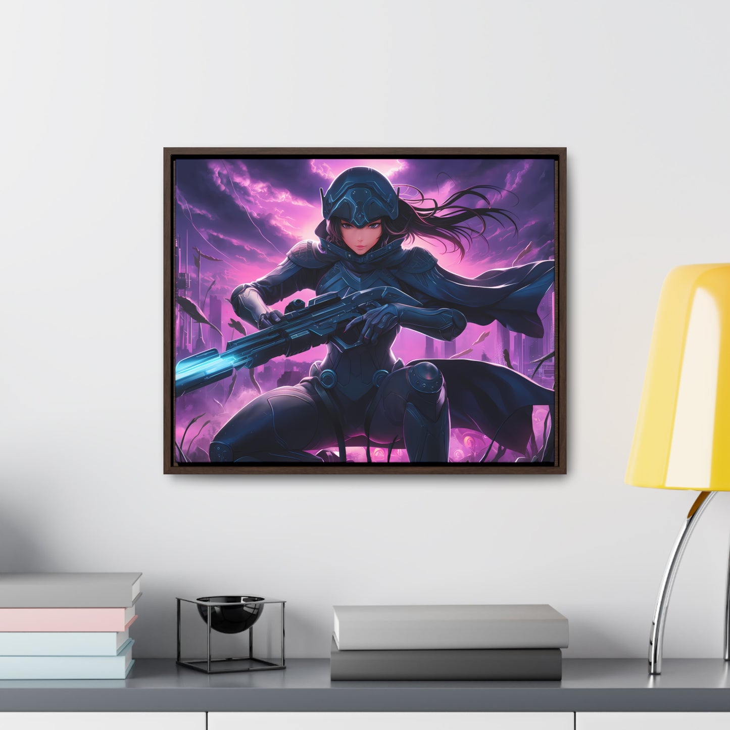 Shadow Sentinel: Neon Hunter - Gallery Canvas Wraps, Horizontal Frame