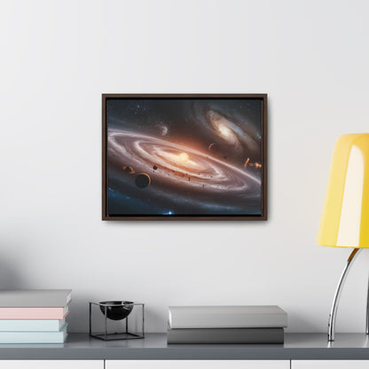 Celestial Symphony: The Dance of Galaxies and Planets - Gallery Canvas Wraps, Horizontal Frame