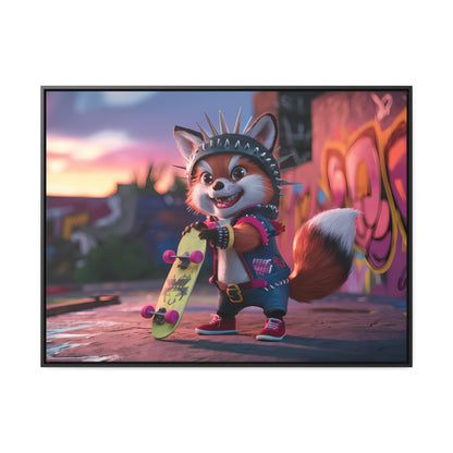 "Punk Skater Fox at Sunset" - Gallery Canvas Wraps, Horizontal Frame