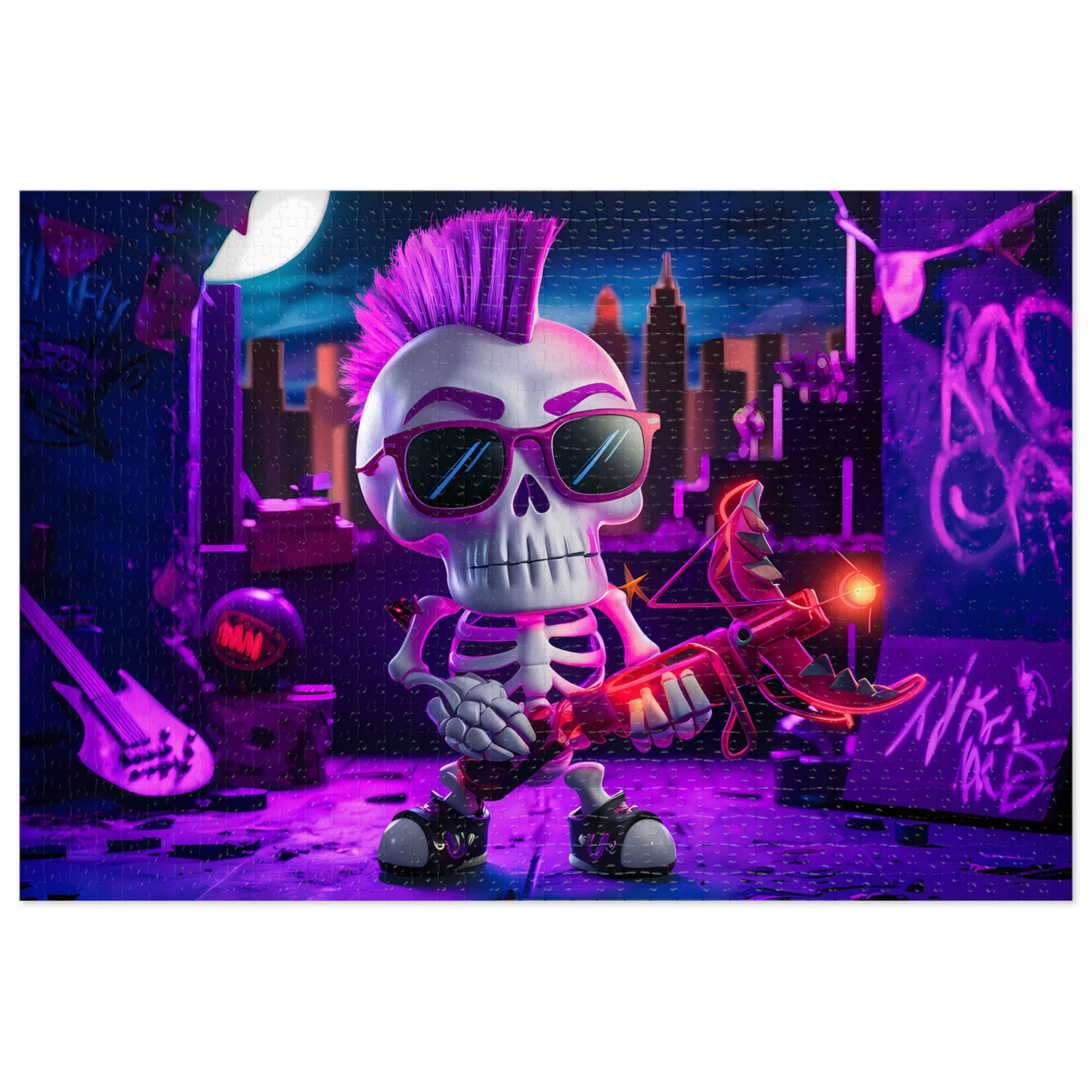 Punk Skull Archer in Neon City - Jigsaw Puzzle (30, 110, 252, 500,1000-Piece)