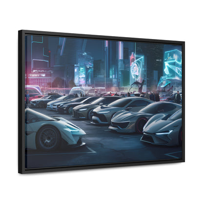 "Midnight Car Meet in Neon City" - Gallery Canvas Wraps, Horizontal Frame