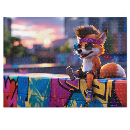 Sunset Vibes with a Cool Fox - Jigsaw Puzzle (30, 110, 252, 500,1000-Piece)