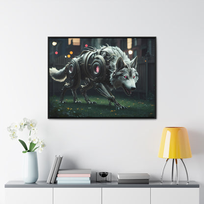 Cyber Wolf Sentinel - Gallery Canvas Wraps, Horizontal Frame