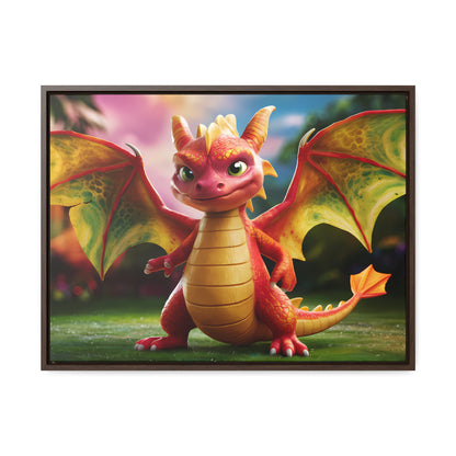 "Playful Baby Dragon in a Magical Forest" - Gallery Canvas Wraps, Horizontal Frame