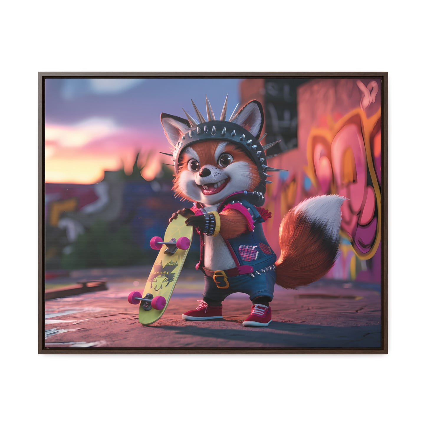 "Punk Skater Fox at Sunset" - Gallery Canvas Wraps, Horizontal Frame