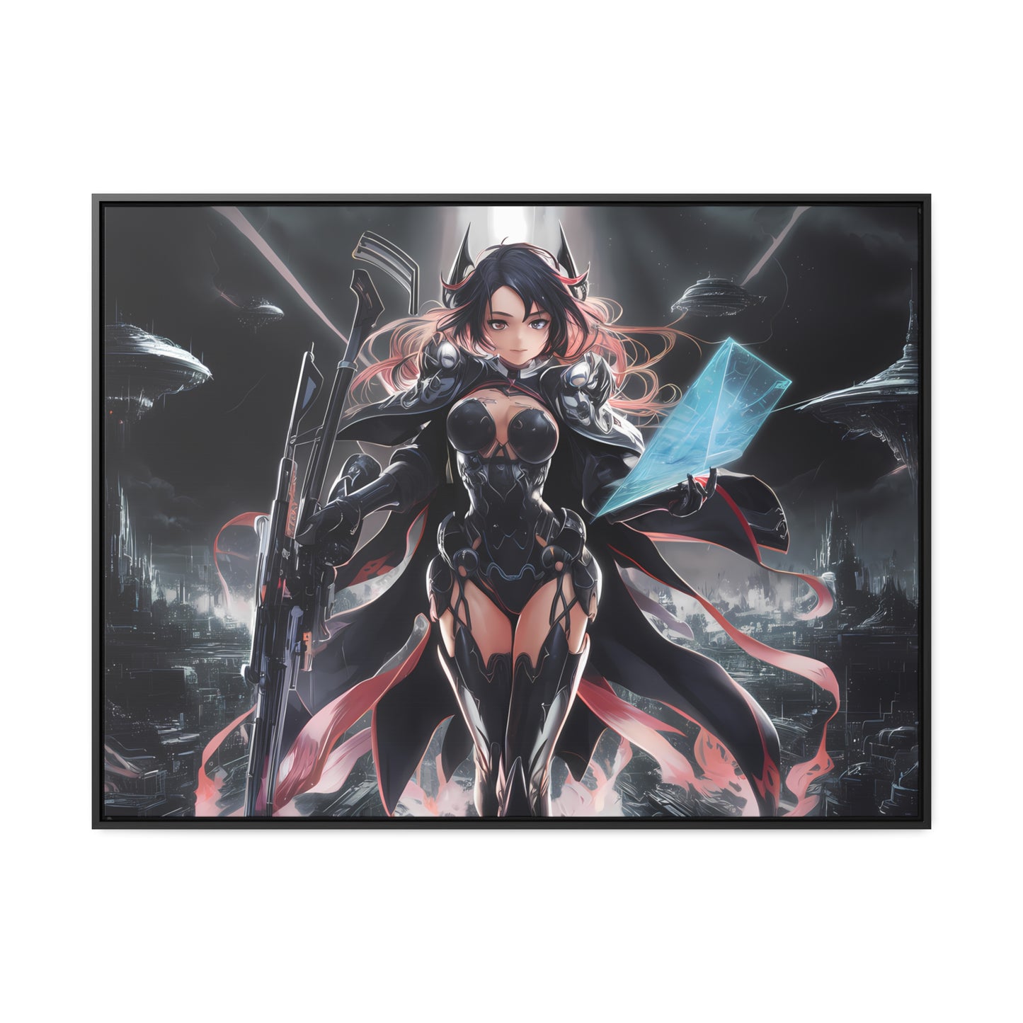 The Sentinel of Neon Skies - Gallery Canvas Wraps, Horizontal Frame